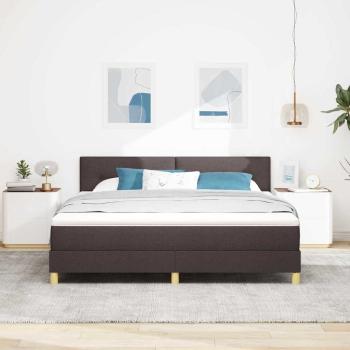 LED Boxspringbett mit Kissen Dunkelbraun 180 x 200 cm Stoff