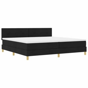 LED Boxspringbett mit Kopfteil Schwarz 200 x 200 cm Stoff