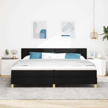LED Boxspringbett mit Kopfteil Schwarz 200 x 200 cm Stoff