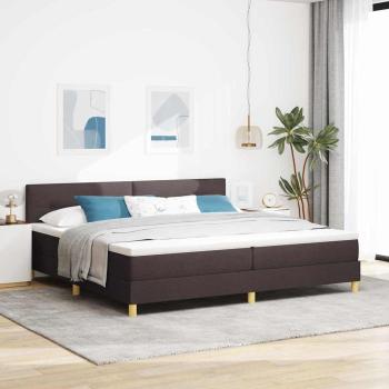 ARDEBO.de - LED Boxspringbett mit Kopfteil Dunkelbraun 200 x 200 cm Stoff