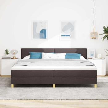 LED Boxspringbett mit Kopfteil Dunkelbraun 200 x 200 cm Stoff