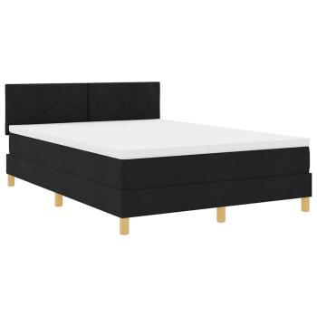 LED Boxspringbett mit Kopfteil Schwarz 140 x 190 cm Stoff