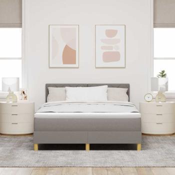 LED Boxspringbett mit Kopfteil Taupe 140 x 190 cm Stoff