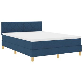 LED Boxspringbett mit LED-Lichtleisten Blau 140 x 200 cm Stoff
