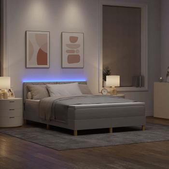 LED Boxspringbett mit Kopfteil Taupe 160 x 200 cm Stoff