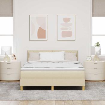 LED Boxspringbett mit LED-Lichtleisten Creme 160 x 200 cm Stoff