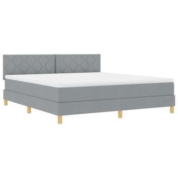 LED Boxspringbett mit Kopfteil Hellgrau 180 x 200 cm Stoff
