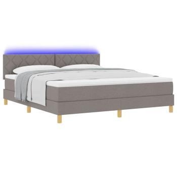 LED Boxspringbett mit Kopfteil Taupe 180 x 200 cm Stoff
