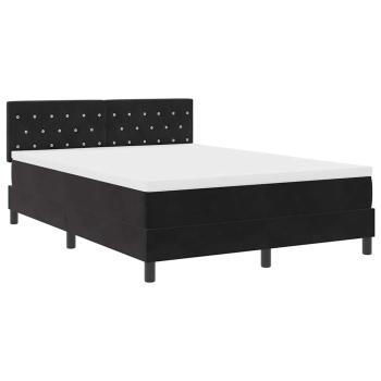 LED Boxspringbett mit Matratze Schwarz 140 x 190 cm Samt