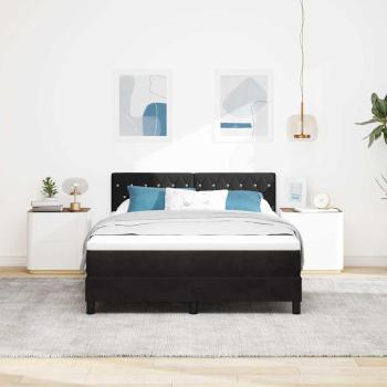 LED Boxspringbett mit Matratze Schwarz 160 x 200 cm Samt