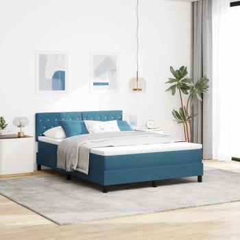 ARDEBO.de - LED Boxspringbett mit Kopfteil Dunkelblau 160 x 200 cm Samt