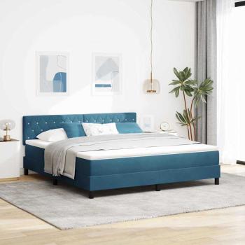 ARDEBO.de - LED Boxspringbett mit Kopfteil Dunkelblau 180 x 200 cm Samt