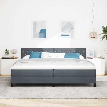 LED Boxspringbett mit Matratze Dunkelgrau 200 x 200 cm Samt