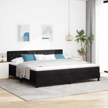 ARDEBO.de - LED Boxspringbett mit Kopfteil Schwarz 200 x 200 cm Samt