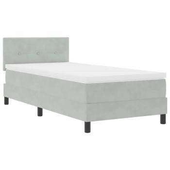 LED Boxspringbett mit Kopfteil Hellgrau 80 x 200 cm Samt