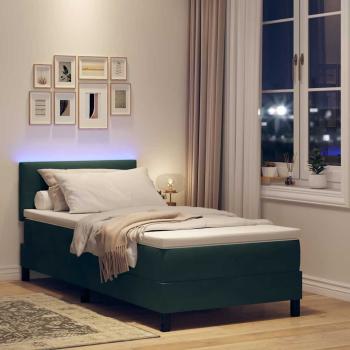 LED Boxspringbett mit Kopfteil Dunkelgrün 100 x 200 cm Samt