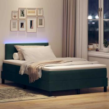 LED Boxspringbett mit Kopfteil Dunkelgrün 120 x 190 cm Samt