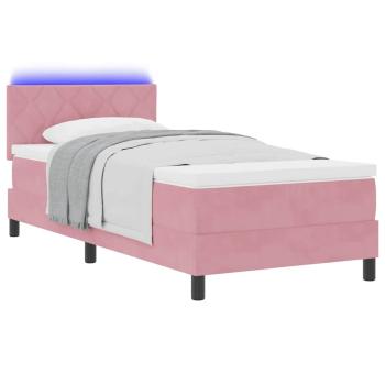 LED Boxspringbett mit Kopfteil Rosa 100 x 200 cm Samt