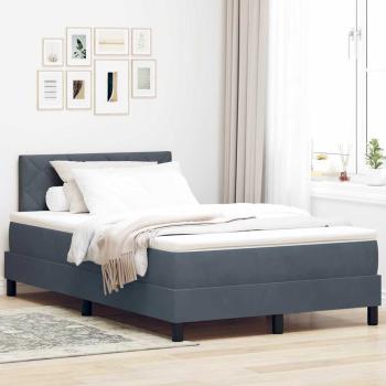 ARDEBO.de - LED Boxspringbett mit Kopfteil Dunkelgrau 120 x 200 cm Samt