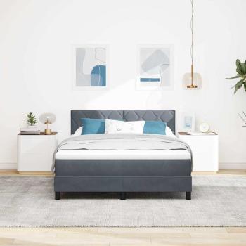 LED Boxspringbett mit Kopfteil Dunkelgrau 140 x 190 cm Samt