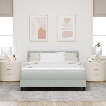 LED Boxspringbett mit Kopfteil Hellgrau 160 x 200 cm Samt
