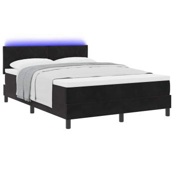 LED Boxspringbett mit Kopfteil Schwarz 160 x 200 cm Samt