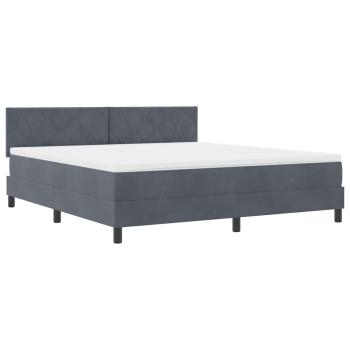 LED Boxspringbett mit Kopfteil Dunkelgrau 180 x 200 cm Samt