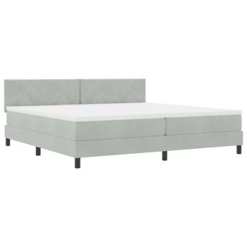 LED Boxspringbett mit Kopfteil Hellgrau 200 x 200 cm Samt