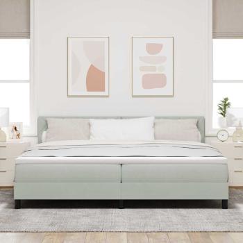 LED Boxspringbett mit Kopfteil Hellgrau 200 x 200 cm Samt