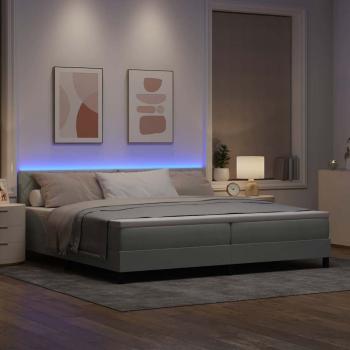 LED Boxspringbett mit Kopfteil Hellgrau 200 x 200 cm Samt
