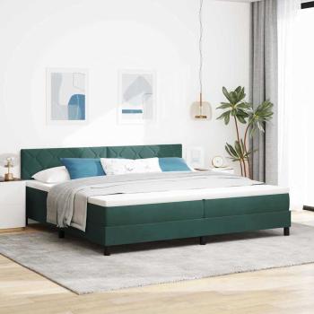 ARDEBO.de - LED Boxspringbett mit Kopfteil Dunkelgrün 200 x 200 cm Samt