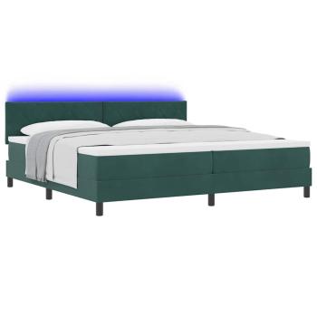 LED Boxspringbett mit Kopfteil Dunkelgrün 200 x 200 cm Samt