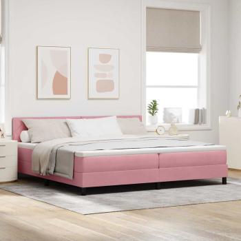 ARDEBO.de - LED Boxspringbett mit LED-Lichtleisten Rosa 200 x 200 cm Samt