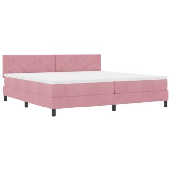 LED Boxspringbett mit LED-Lichtleisten Rosa 200 x 200 cm Samt