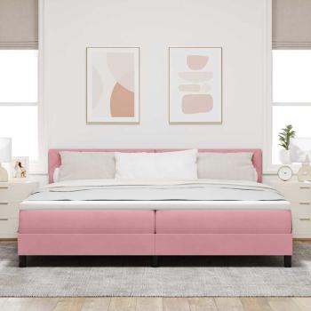 LED Boxspringbett mit LED-Lichtleisten Rosa 200 x 200 cm Samt