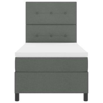 ARDEBO.de - Boxspringbett mit LED-Lichtleisten Dunkelgrau 90 x 190 cm Stoff