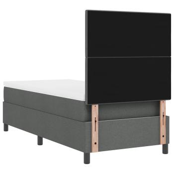 Boxspringbett mit LED-Lichtleisten Dunkelgrau 90 x 190 cm Stoff