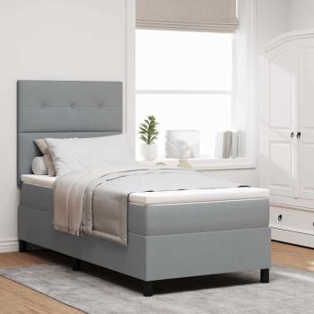 ARDEBO.de - Boxspringbett mit LED-Lichtleisten Hellgrau 100 x 200 cm Stoff