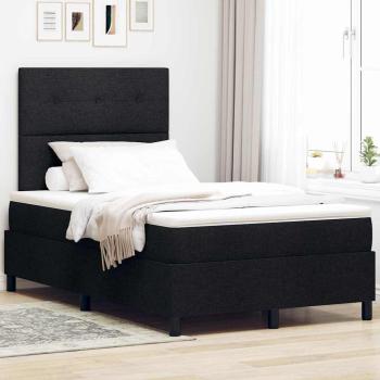 ARDEBO.de - Boxspringbett mit LED-Lichtleisten Schwarz 120 x 200 cm Stoff