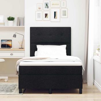 Boxspringbett mit LED-Lichtleisten Schwarz 120 x 200 cm Stoff