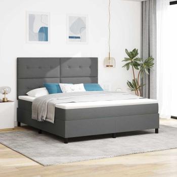 ARDEBO.de - Boxspringbett mit Kopfteil Dunkelgrau 180 x 200 cm Stoff