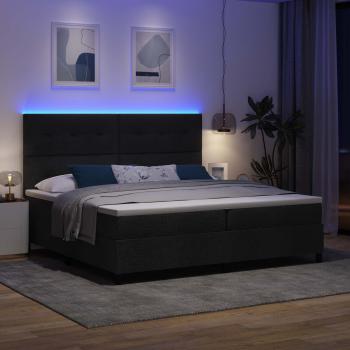 Boxspringbett mit LED-Lichtleisten Schwarz 200 x 200 cm Stoff