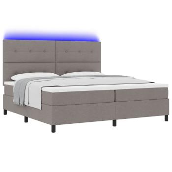 Boxspringbett mit LED-Lichtleisten Taupe 200 x 200 cm Stoff