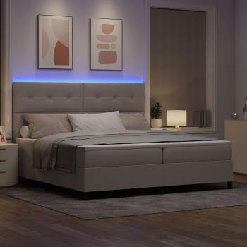 Boxspringbett mit LED-Lichtleisten Taupe 200 x 200 cm Stoff
