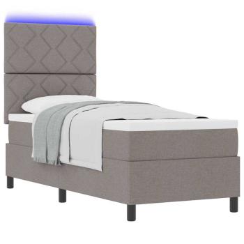 Boxspringbett mit LED-Lichtleisten Taupe 80 x 200 cm Stoff