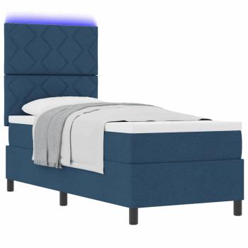 Boxspringbett mit LED-Lichtleisten Blau 80 x 200 cm Stoff