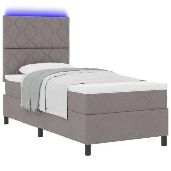 Boxspringbett mit LED-Lichtleisten Taupe 90 x 200 cm Stoff