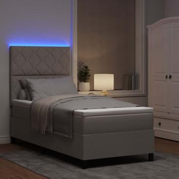 Boxspringbett mit LED-Lichtleisten Taupe 90 x 200 cm Stoff