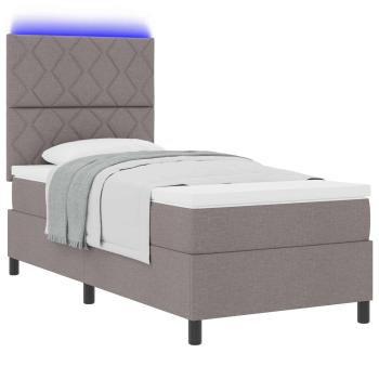 Boxspringbett mit LED-Lichtleisten Taupe 100 x 200 cm Stoff