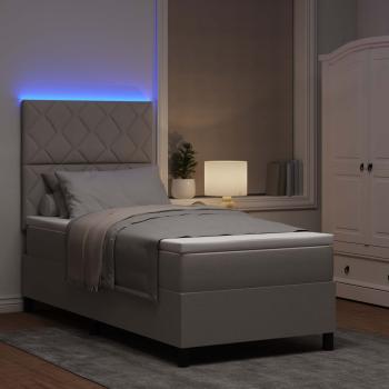 Boxspringbett mit LED-Lichtleisten Taupe 100 x 200 cm Stoff